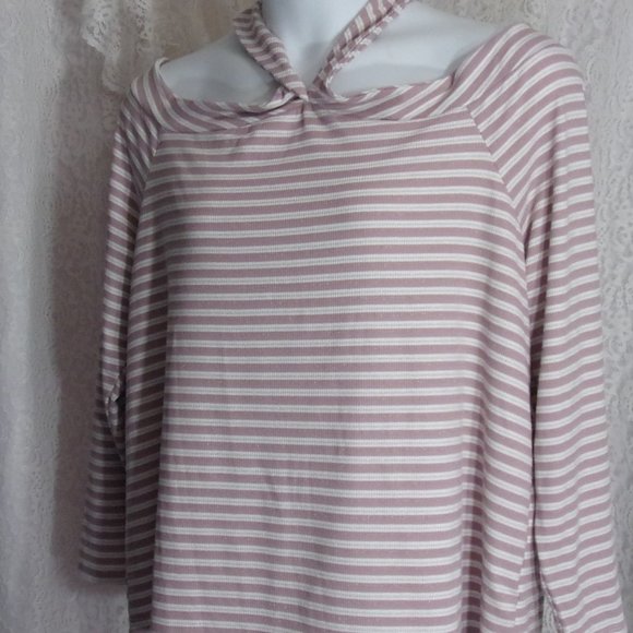 Cato Tops - Pale Blush Striped Top Plus NWT